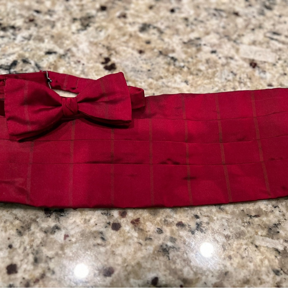 Vintage Silk Cumber-bun and Bow tie Set by Neiman Marcus